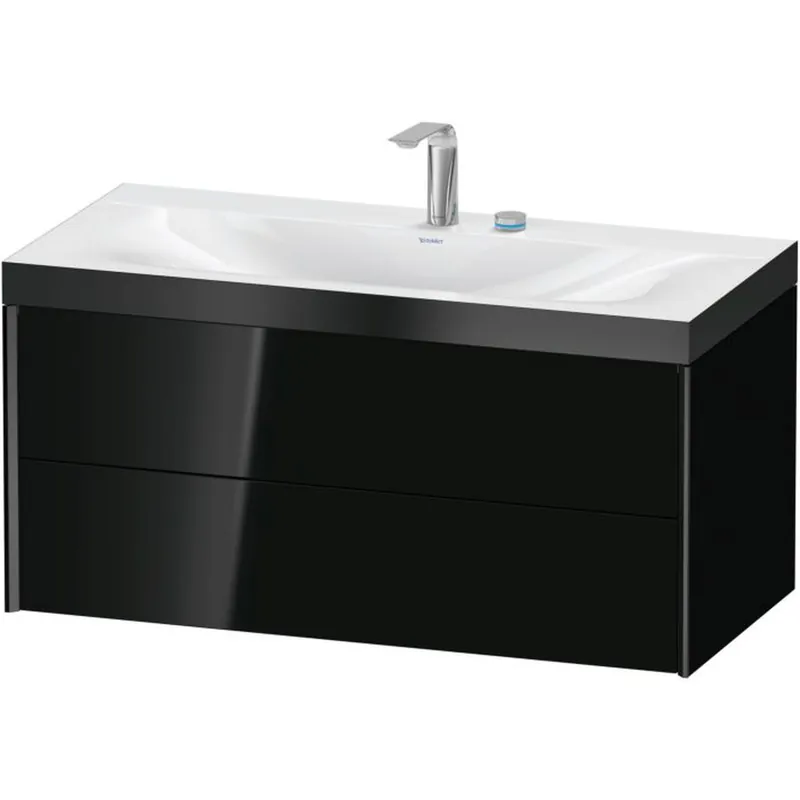 Buy Today Duravit Xviu 39" x 20" x 19" Two Drawer C-Bonded Wall-Mount Vanity Kit With Two Tap Holes, Black (XV4616EB240P)