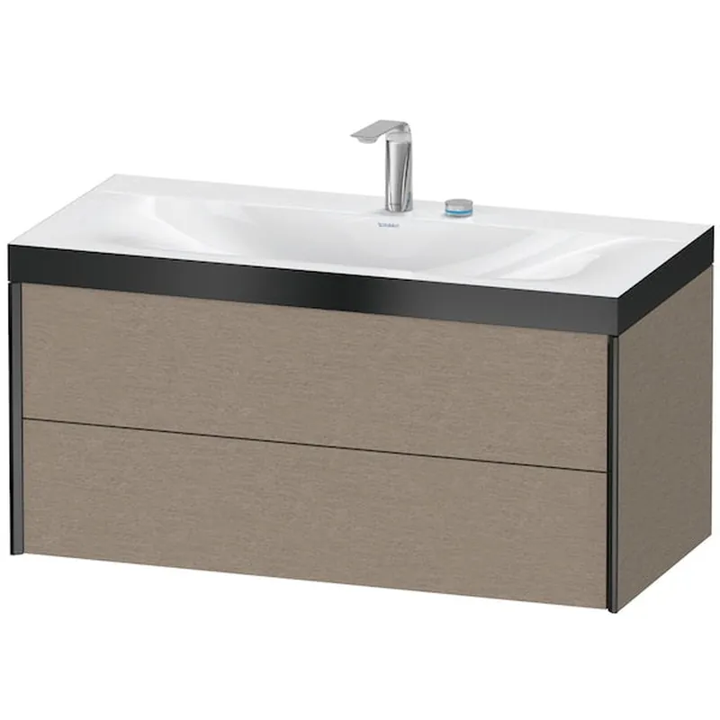 Best Price Duravit Xviu 39" x 20" x 19" Two Drawer C-Bonded Wall-Mount Vanity Kit With Two Tap Holes, Cashmere Oak (XV4616EB211P)