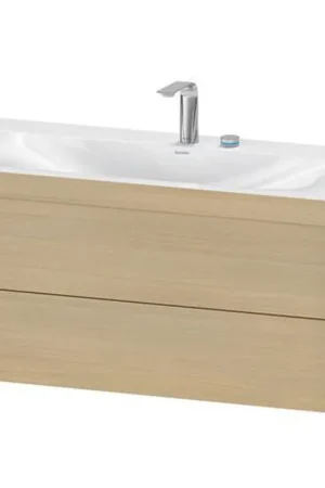 Buy Online Duravit Xviu 39" x 20" x 19" Two Drawer C-Bonded Wall-Mount Vanity Kit With Two Tap Holes, Mediterranean Oak (XV4616EB171C)