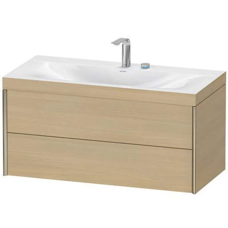 Buy Online Duravit Xviu 39" x 20" x 19" Two Drawer C-Bonded Wall-Mount Vanity Kit With Two Tap Holes, Mediterranean Oak (XV4616EB171C)
