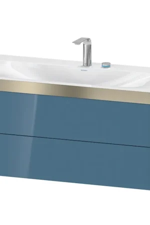 Cheap Duravit Xviu 39" x 20" x 19" Two Drawer C-Bonded Wall-Mount Vanity Kit With Two Tap Holes, Stone Blue (XV4616EB147P)