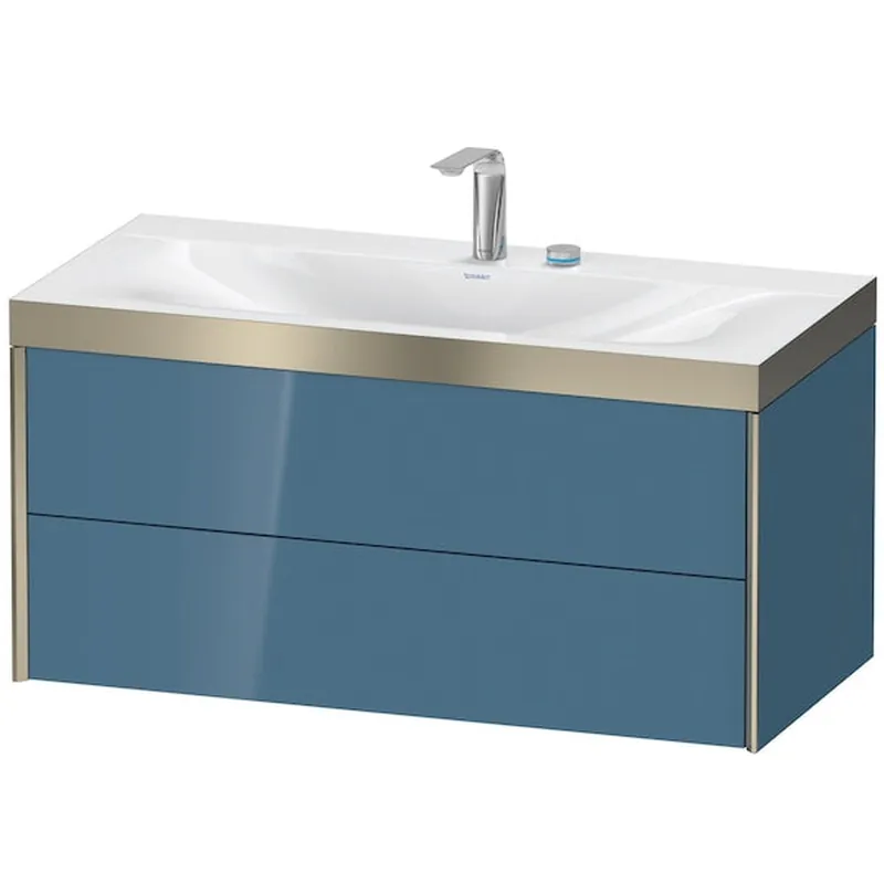 Cheap Duravit Xviu 39" x 20" x 19" Two Drawer C-Bonded Wall-Mount Vanity Kit With Two Tap Holes, Stone Blue (XV4616EB147P)