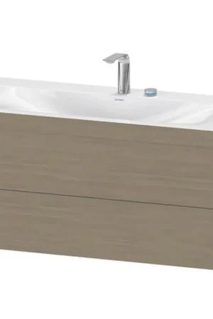 Best Price Duravit Xviu 39" x 20" x 19" Two Drawer C-Bonded Wall-Mount Vanity Kit With Two Tap Holes, Oak Terra (XV4616EB135C)
