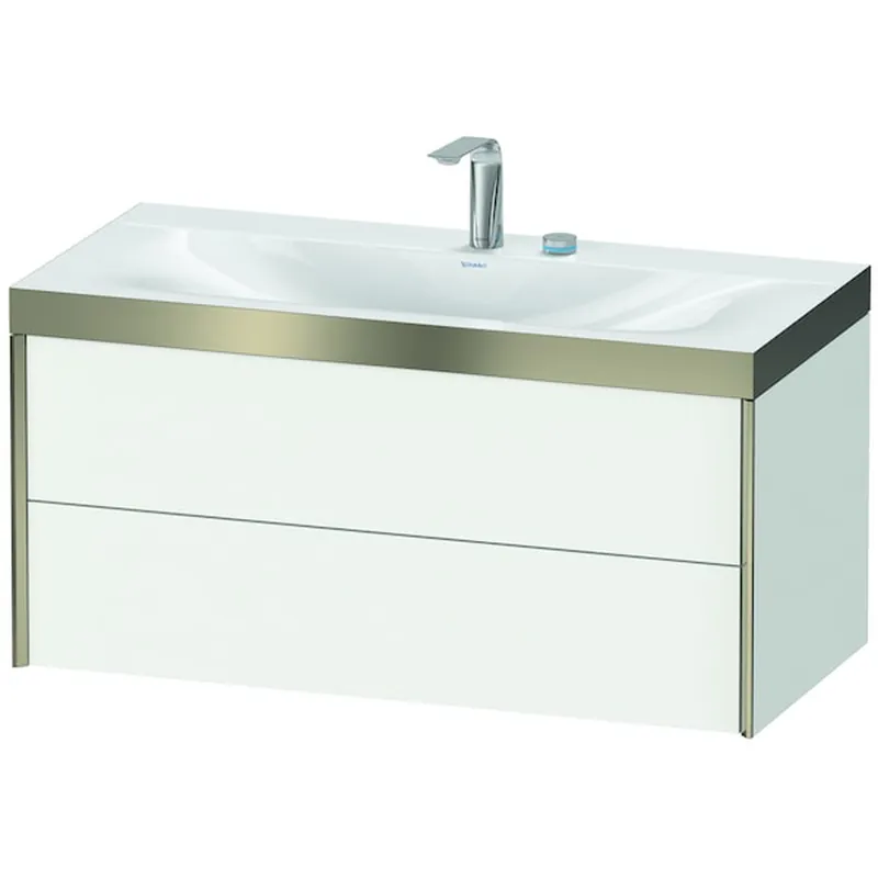 Discount Duravit Xviu 39" x 20" x 19" Two Drawer C-Bonded Wall-Mount Vanity Kit With Two Tap Holes, White (XV4616EB118P)