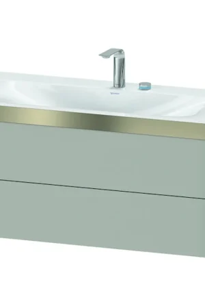 Authentic Duravit Xviu 39" x 20" x 19" Two Drawer C-Bonded Wall-Mount Vanity Kit With Two Tap Holes, Concrete Gray (XV4616EB107P)