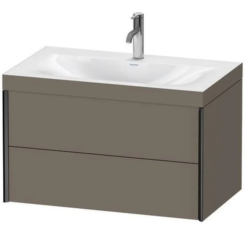 Certified Duravit Xviu 31" x 20" x 19" Two Drawer C-Bonded Wall-Mount Vanity Kit With One Tap Hole, Flannel Gray (XV4615OB290C)