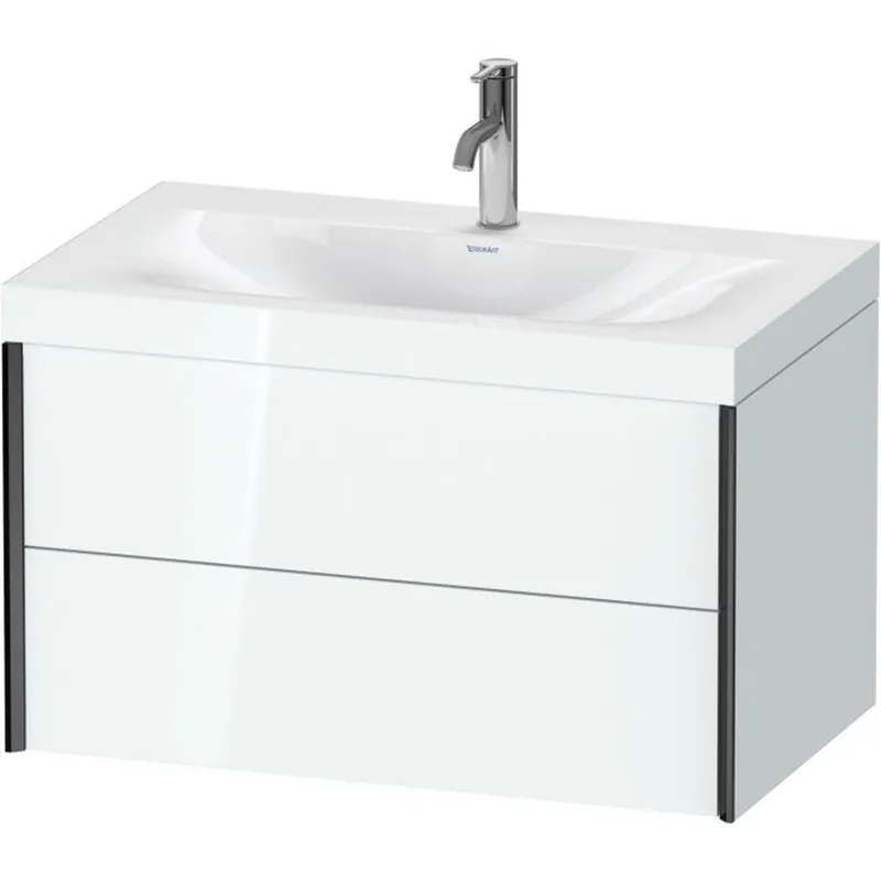 Brand New Duravit Xviu 31" x 20" x 19" Two Drawer C-Bonded Wall-Mount Vanity Kit With One Tap Hole, White (XV4615OB285C)