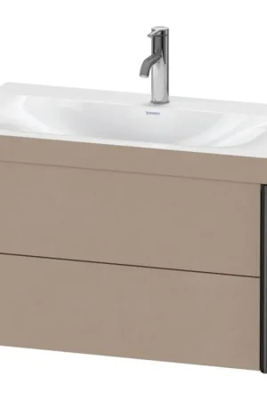 Crafted Duravit Xviu 31" x 20" x 19" Two Drawer C-Bonded Wall-Mount Vanity Kit With One Tap Hole, Linen (XV4615OB275C)