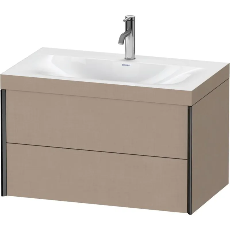 Crafted Duravit Xviu 31" x 20" x 19" Two Drawer C-Bonded Wall-Mount Vanity Kit With One Tap Hole, Linen (XV4615OB275C)