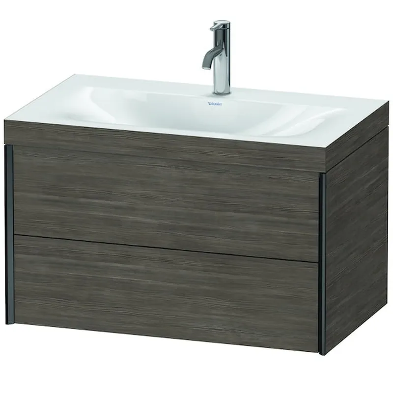 Direct From Manufacturer Duravit Xviu 31" x 20" x 19" Two Drawer C-Bonded Wall-Mount Vanity Kit With One Tap Hole, Pine Terra (XV4615OB251C)