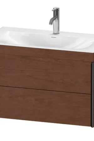 Clearance Duravit Xviu 31" x 20" x 19" Two Drawer C-Bonded Wall-Mount Vanity Kit With One Tap Hole, American Walnut (XV4615OB213C)