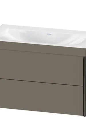 Don’t Miss Out Duravit Xviu 31" x 20" x 19" Two Drawer C-Bonded Wall-Mount Vanity Kit Without Tap Hole, Flannel Gray (XV4615NB290C)
