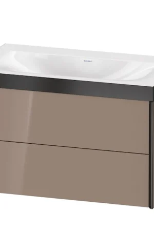 Bargain Duravit Xviu 31" x 20" x 19" Two Drawer C-Bonded Wall-Mount Vanity Kit Without Tap Hole, Cappuccino (XV4615NB286P)