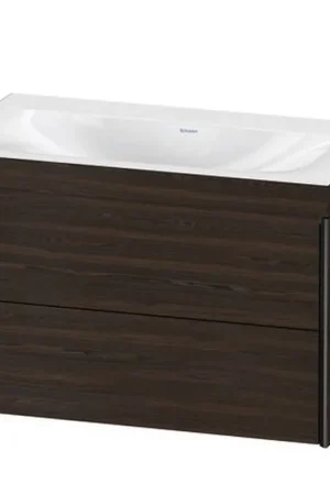 Buy Direct Duravit Xviu 31" x 20" x 19" Two Drawer C-Bonded Wall-Mount Vanity Kit Without Tap Hole, Walnut Brushed (XV4615NB269C)