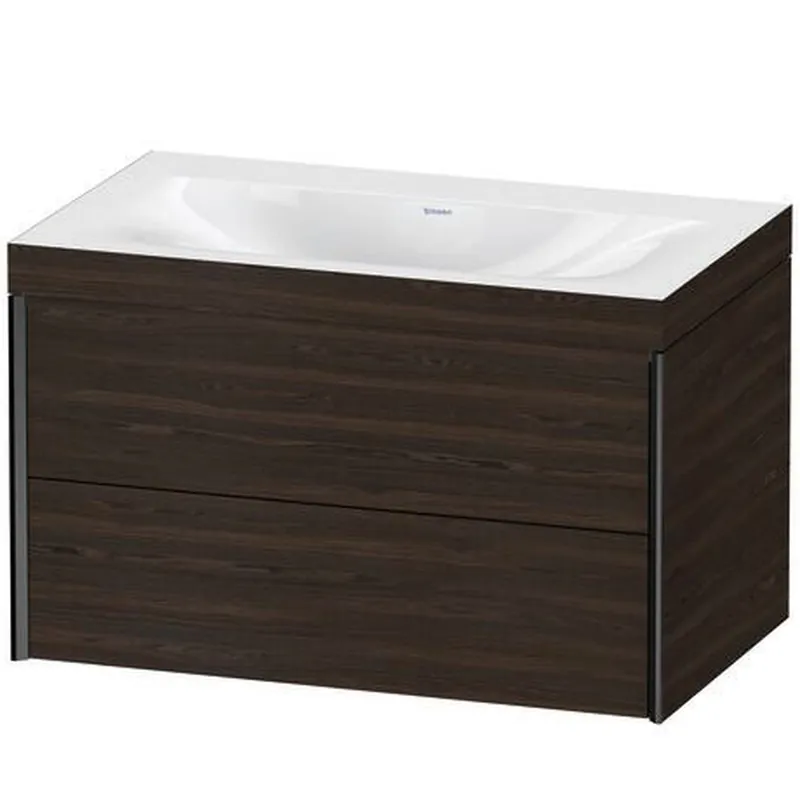 Buy Direct Duravit Xviu 31" x 20" x 19" Two Drawer C-Bonded Wall-Mount Vanity Kit Without Tap Hole, Walnut Brushed (XV4615NB269C)