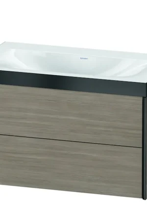 Don’t Miss Out Duravit Xviu 31" x 20" x 19" Two Drawer C-Bonded Wall-Mount Vanity Kit Without Tap Hole, Silver Pine (XV4615NB231P)