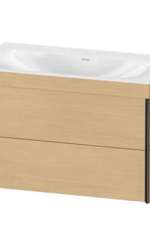 Worldwide Shipping Duravit Xviu 31" x 20" x 19" Two Drawer C-Bonded Wall-Mount Vanity Kit Without Tap Hole, Natural Oak (XV4615NB230C)