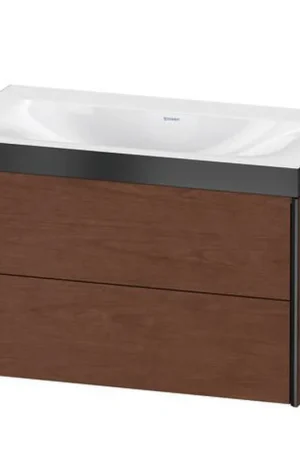 Best Seller Duravit Xviu 31" x 20" x 19" Two Drawer C-Bonded Wall-Mount Vanity Kit Without Tap Hole, American Walnut (XV4615NB213P)