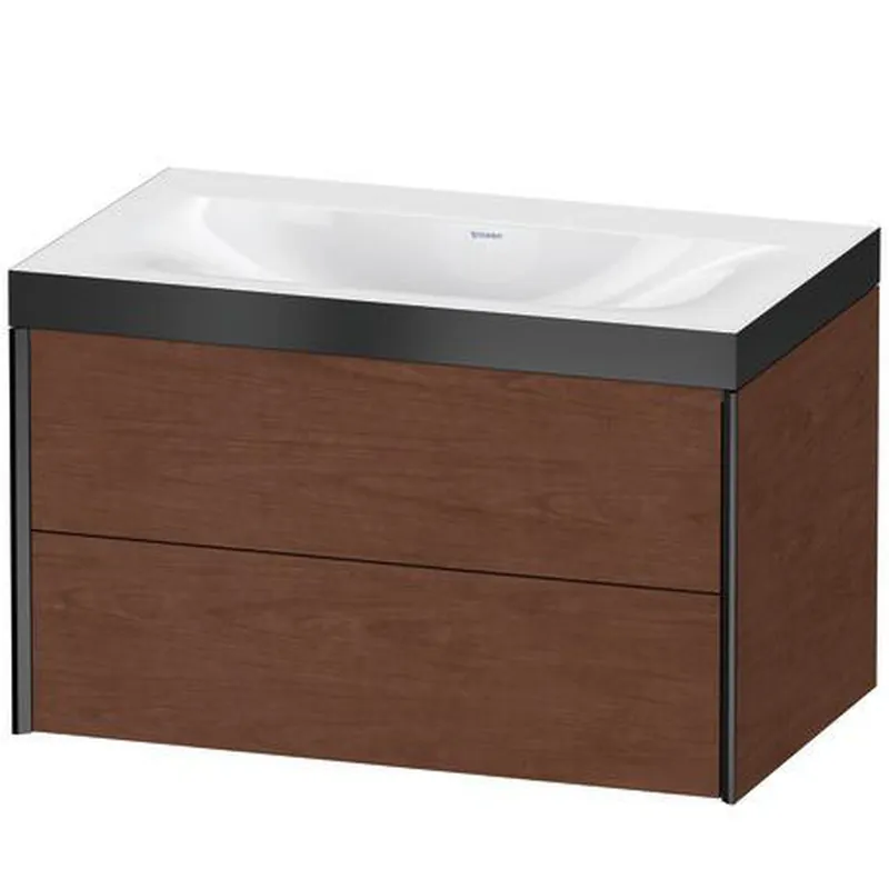 Best Seller Duravit Xviu 31" x 20" x 19" Two Drawer C-Bonded Wall-Mount Vanity Kit Without Tap Hole, American Walnut (XV4615NB213P)