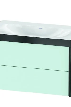 Worldwide Shipping Duravit Xviu 31" x 20" x 19" Two Drawer C-Bonded Wall-Mount Vanity Kit Without Tap Hole, Light Blue (XV4615NB209P)