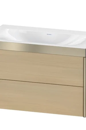 Best Choice Duravit Xviu 31" x 20" x 19" Two Drawer C-Bonded Wall-Mount Vanity Kit Without Tap Hole, Mediterranean Oak (XV4615NB171P)