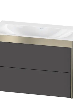 Best Price Duravit Xviu 31" x 20" x 19" Two Drawer C-Bonded Wall-Mount Vanity Kit Without Tap Hole, Graphite (XV4615NB149P)