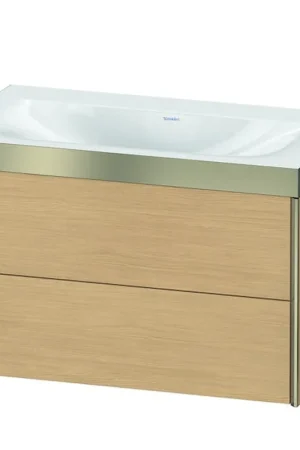 Authentic Duravit Xviu 31" x 20" x 19" Two Drawer C-Bonded Wall-Mount Vanity Kit Without Tap Hole, Natural Oak (XV4615NB130P)