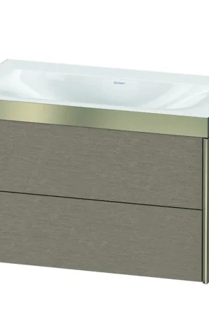 Direct From Manufacturer Duravit Xviu 31" x 20" x 19" Two Drawer C-Bonded Wall-Mount Vanity Kit Without Tap Hole, Cashmere Oak (XV4615NB111P)