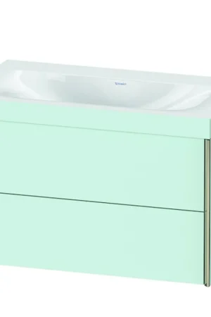 Don’t Miss Out Duravit Xviu 31" x 20" x 19" Two Drawer C-Bonded Wall-Mount Vanity Kit Without Tap Hole, Light Blue (XV4615NB109C)