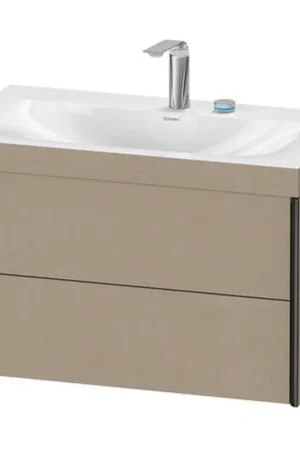 Best Choice Duravit Xviu 31" x 20" x 19" Two Drawer C-Bonded Wall-Mount Vanity Kit With Two Tap Holes, Linen (XV4615EB275C)