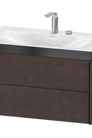 Buy Direct Duravit Xviu 31" x 20" x 19" Two Drawer C-Bonded Wall-Mount Vanity Kit With Two Tap Holes, Dark Brushed Oak (XV4615EB272P)