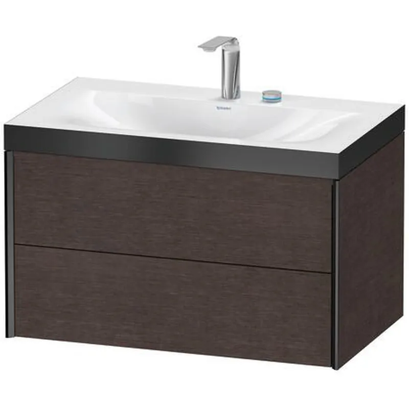 Buy Direct Duravit Xviu 31" x 20" x 19" Two Drawer C-Bonded Wall-Mount Vanity Kit With Two Tap Holes, Dark Brushed Oak (XV4615EB272P)