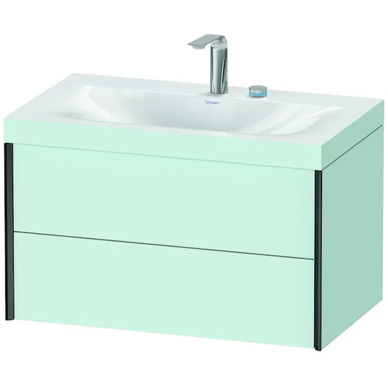 Authentic Duravit Xviu 31" x 20" x 19" Two Drawer C-Bonded Wall-Mount Vanity Kit With Two Tap Holes, Light Blue (XV4615EB209C)