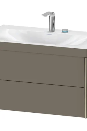 Best Price Duravit Xviu 31" x 20" x 19" Two Drawer C-Bonded Wall-Mount Vanity Kit With Two Tap Holes, Flannel Gray (XV4615EB190C)