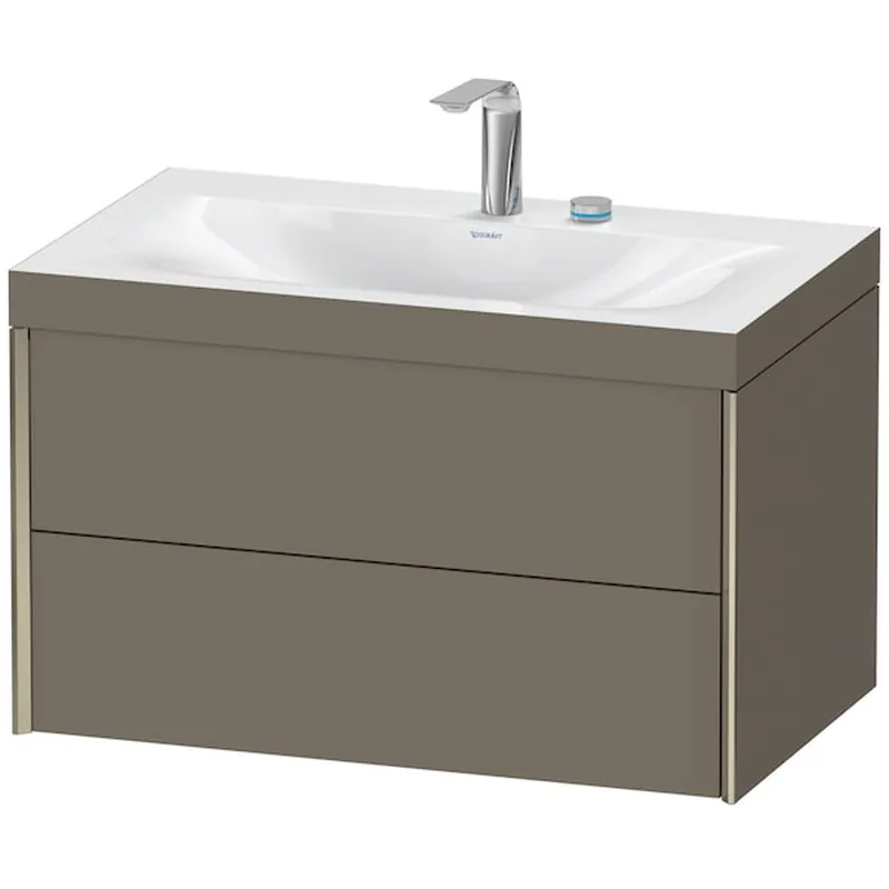 Best Price Duravit Xviu 31" x 20" x 19" Two Drawer C-Bonded Wall-Mount Vanity Kit With Two Tap Holes, Flannel Gray (XV4615EB190C)