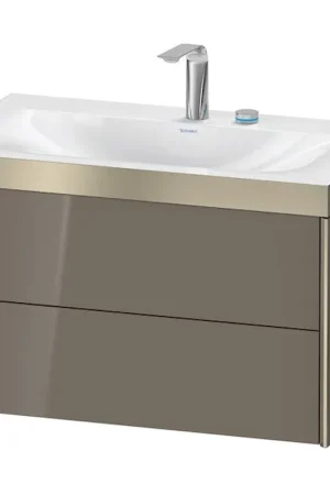 Direct From Manufacturer Duravit Xviu 31" x 20" x 19" Two Drawer C-Bonded Wall-Mount Vanity Kit With Two Tap Holes, Flannel Gray (XV4615EB189P)