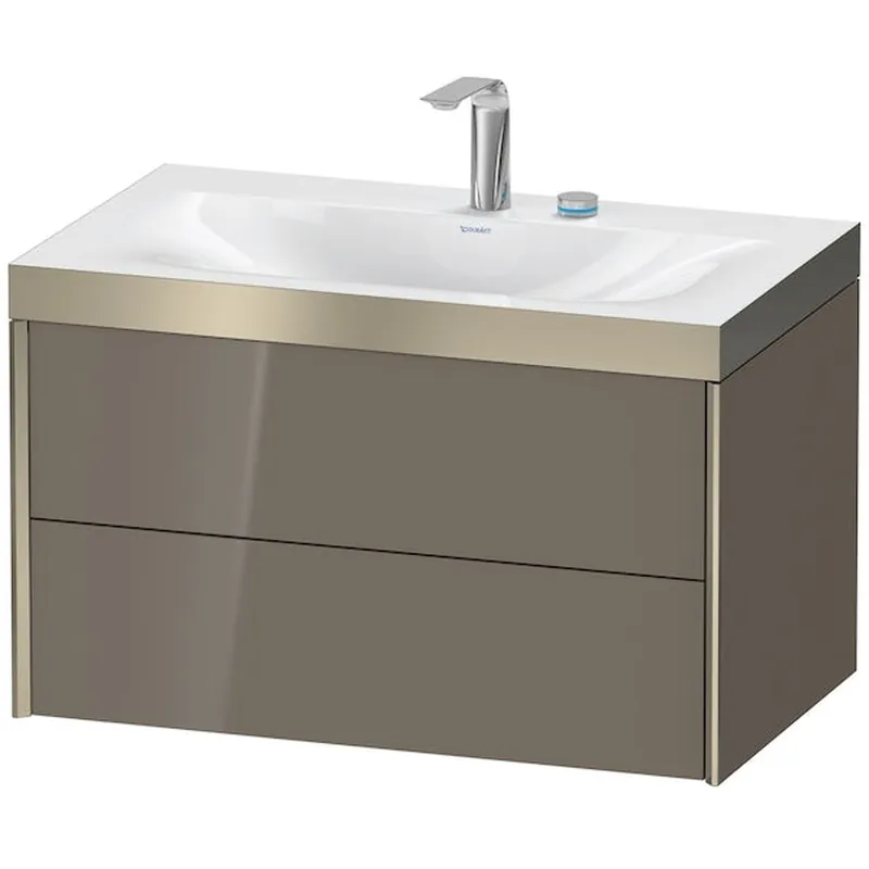 Direct From Manufacturer Duravit Xviu 31" x 20" x 19" Two Drawer C-Bonded Wall-Mount Vanity Kit With Two Tap Holes, Flannel Gray (XV4615EB189P)