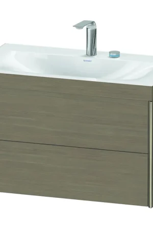 Direct From Factory Duravit Xviu 31" x 20" x 19" Two Drawer C-Bonded Wall-Mount Vanity Kit With Two Tap Holes, Oak Terra (XV4615EB135C)