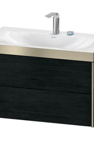 Crafted Duravit Xviu 31" x 20" x 19" Two Drawer C-Bonded Wall-Mount Vanity Kit With Two Tap Holes, Oak Black (XV4615EB116P)