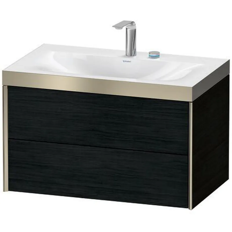 Crafted Duravit Xviu 31" x 20" x 19" Two Drawer C-Bonded Wall-Mount Vanity Kit With Two Tap Holes, Oak Black (XV4615EB116P)