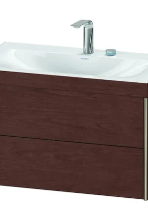 Affordable Duravit Xviu 31" x 20" x 19" Two Drawer C-Bonded Wall-Mount Vanity Kit With Two Tap Holes, American Walnut (XV4615EB113C)