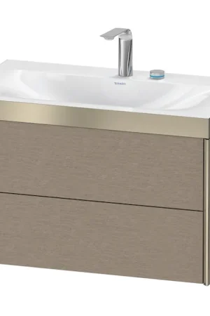 Buy Today Duravit Xviu 31" x 20" x 19" Two Drawer C-Bonded Wall-Mount Vanity Kit With Two Tap Holes, Cashmere Oak (XV4615EB111P)