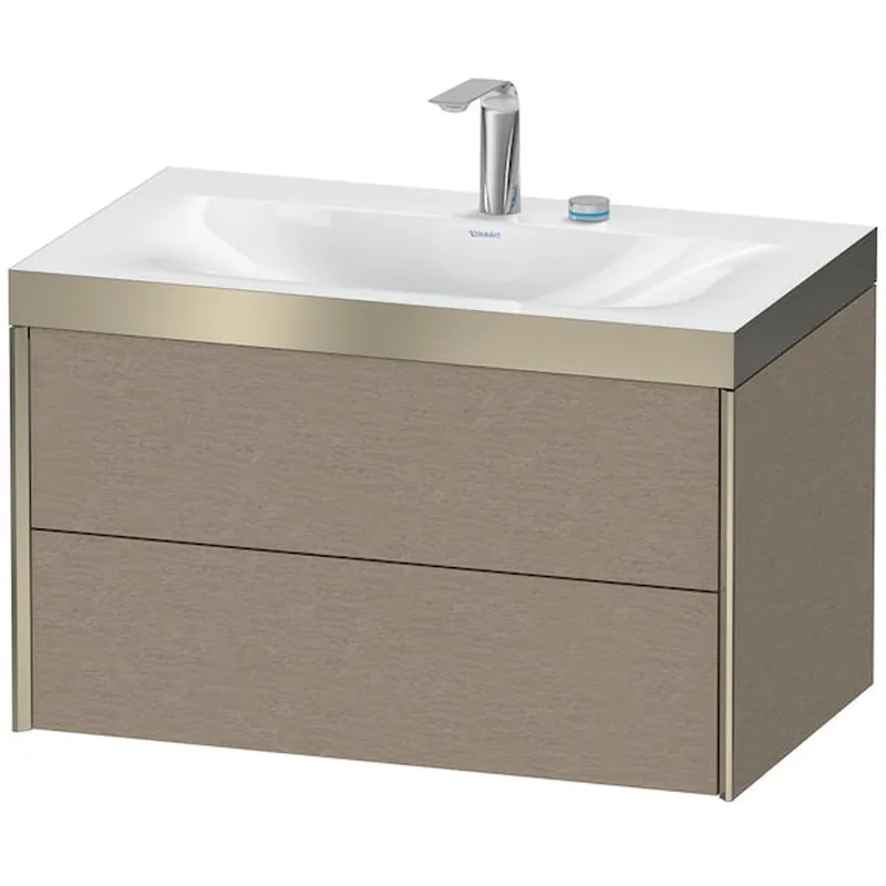 Buy Today Duravit Xviu 31" x 20" x 19" Two Drawer C-Bonded Wall-Mount Vanity Kit With Two Tap Holes, Cashmere Oak (XV4615EB111P)