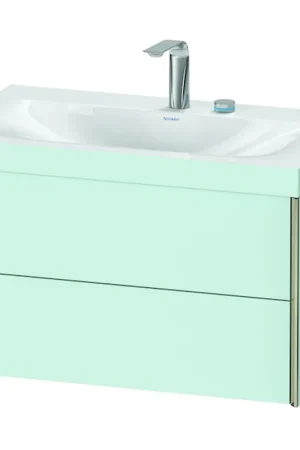 Buy Direct Duravit Xviu 31" x 20" x 19" Two Drawer C-Bonded Wall-Mount Vanity Kit With Two Tap Holes, Light Blue (XV4615EB109C)