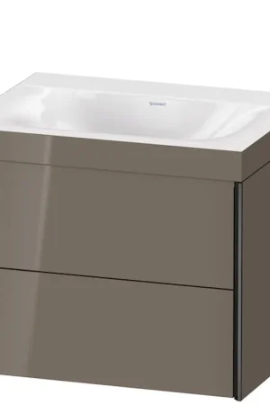 Deal Duravit Xviu 24" x 20" x 19" Two Drawer C-Bonded Wall-Mount Vanity Kit Without Tap Hole, Flannel Gray (XV4614NB289C)