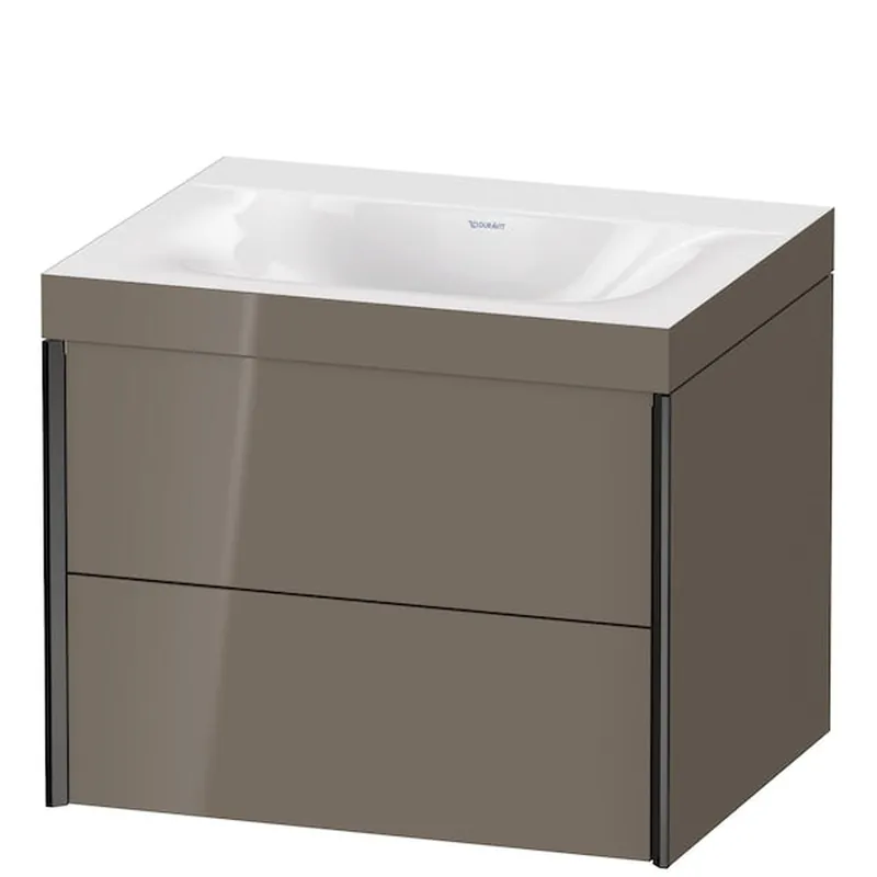 Deal Duravit Xviu 24" x 20" x 19" Two Drawer C-Bonded Wall-Mount Vanity Kit Without Tap Hole, Flannel Gray (XV4614NB289C)