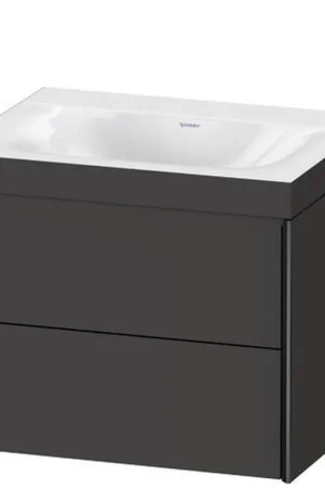 Crafted Duravit Xviu 24" x 20" x 19" Two Drawer C-Bonded Wall-Mount Vanity Kit Without Tap Hole, Graphite (XV4614NB280C)