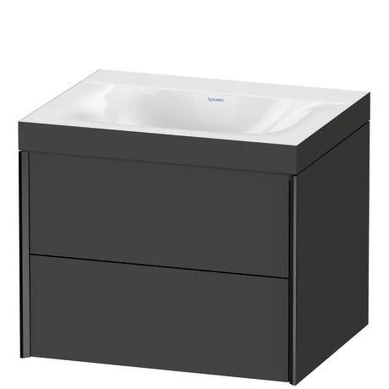 Crafted Duravit Xviu 24" x 20" x 19" Two Drawer C-Bonded Wall-Mount Vanity Kit Without Tap Hole, Graphite (XV4614NB280C)