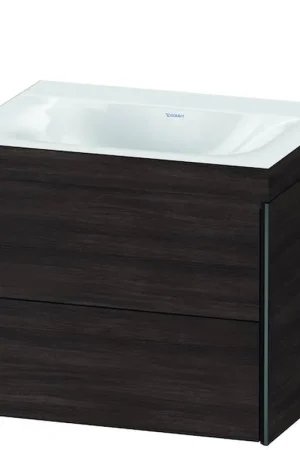 Cheap Duravit Xviu 24" x 20" x 19" Two Drawer C-Bonded Wall-Mount Vanity Kit Without Tap Hole, Chestnut Dark (XV4614NB253C)