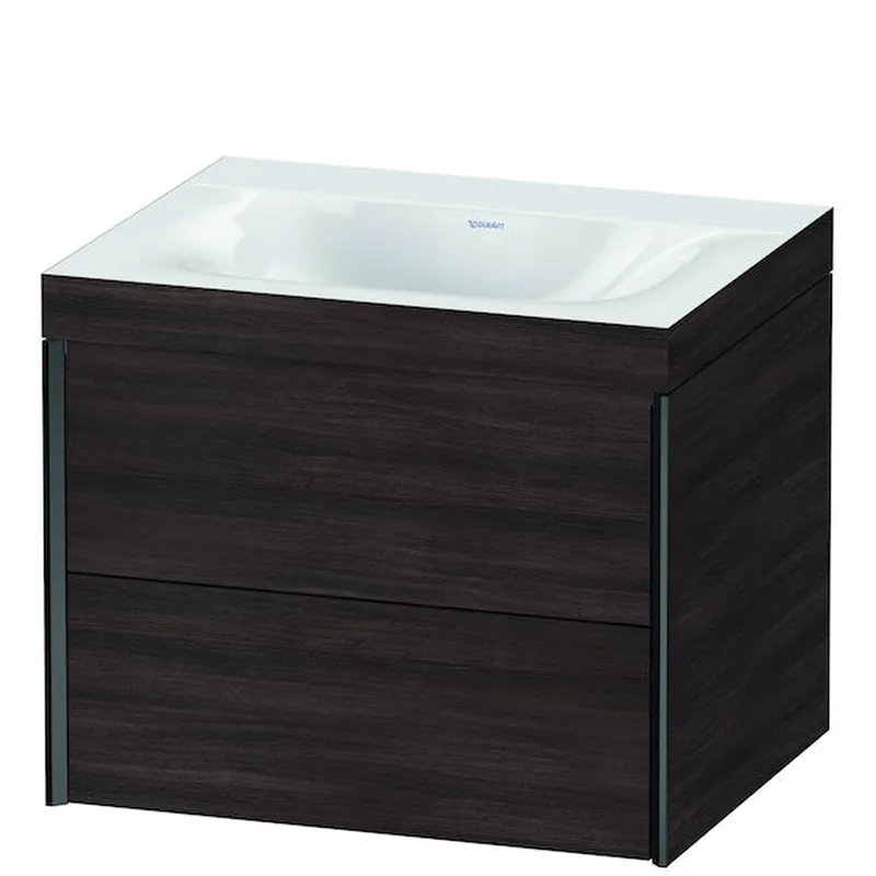 Cheap Duravit Xviu 24" x 20" x 19" Two Drawer C-Bonded Wall-Mount Vanity Kit Without Tap Hole, Chestnut Dark (XV4614NB253C)